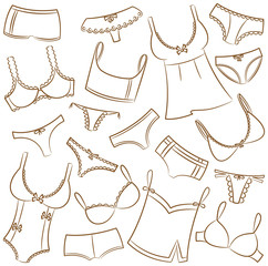 Female Underwear Icons Set