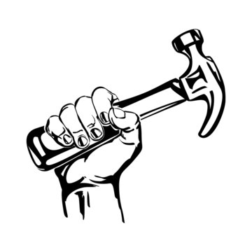 hand holding hammer  illustration