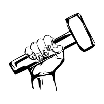 hand holding hammer  illustration