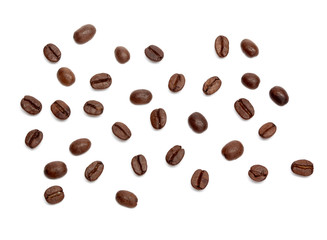 Isolated Coffee Beans - Top View