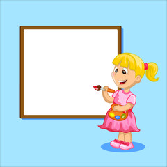 Мультфильм девушка рисования