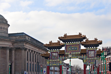 Chinese archway, entrance gateway to Liverpools Chinatown