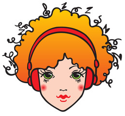 Bright girl listening to music