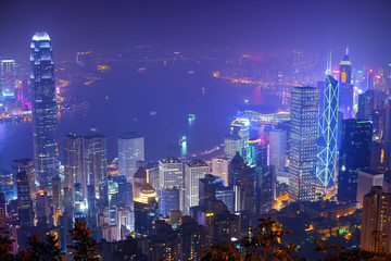 Naklejka premium Hong Kong at Night