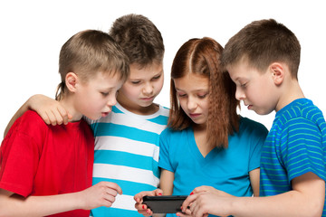 Children plaing with smartphone