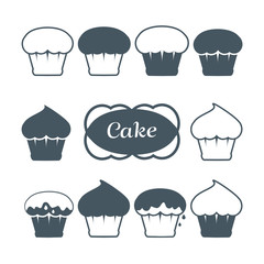 Ten cupcake set: simple forms
