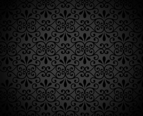 BLACK BACKGROUND WITH FLORAL PATTERN