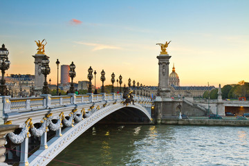 Bridge of Alexandre III at sunset
