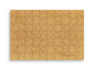 vintage  paper on white background in the form of a puzzle