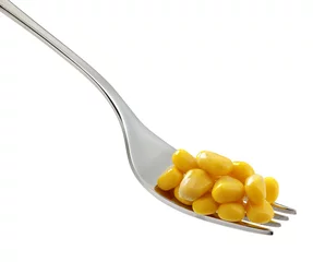 Deurstickers sweet corn on fork © MIGUEL GARCIA SAAVED