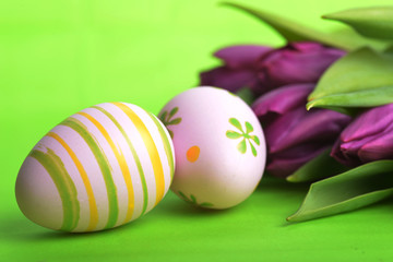 easter eggs  and tulip