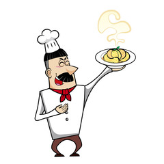 Cartoon Chef with Pasta Bowl