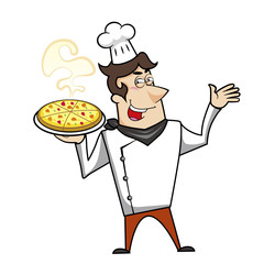Cartoon Chef with Pizza