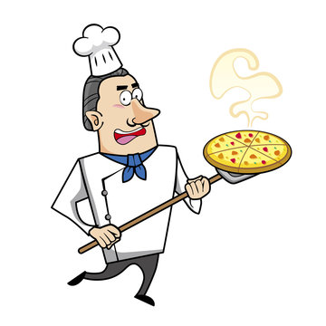 Cartoon Chef with Pizza