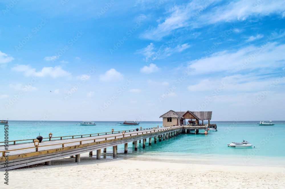 Wall mural jetty on the tropical beach