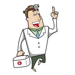 Cartoon Doctor with First Aid Kit