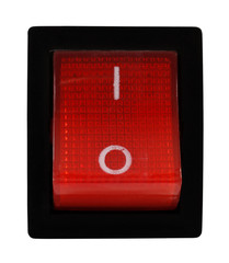 Red electric miniature rocker switch on