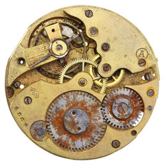 Close-up of a vintage rusty clock