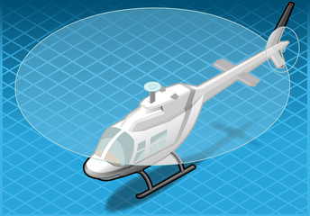 isometric white helicopter in flight in front view © Aurielaki