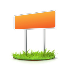 Blank sign in the grass - place for your message