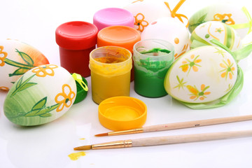 Painting colorful Easter eggs