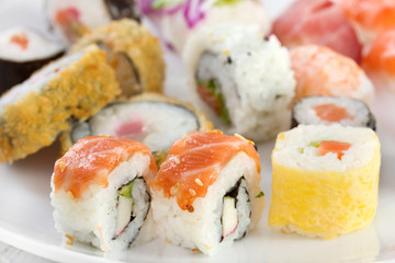 Sushi rolls on the plate