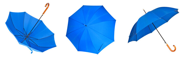 Collection of blue umbrellas - obrazy, fototapety, plakaty