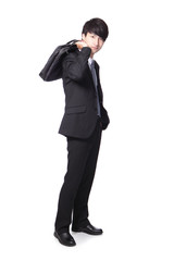 business man standing and holding briefcase