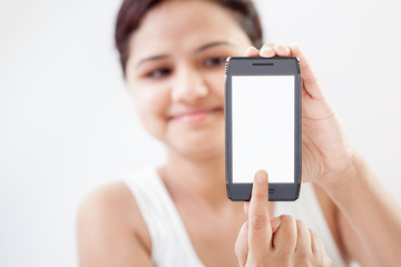 Indian girl with mobile smart phone