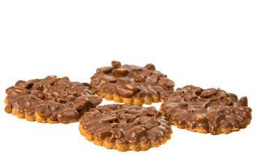 cookies with chocolate and nuts isolated