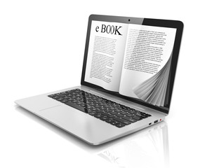 e-book 3d concept - book instead of display