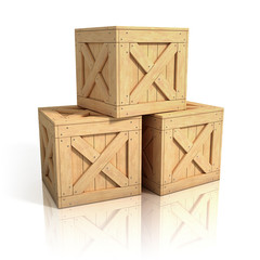 stack of wooden crates