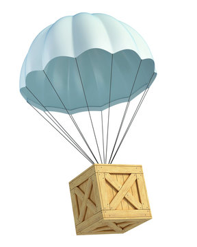 Wooden Crate With Parachute