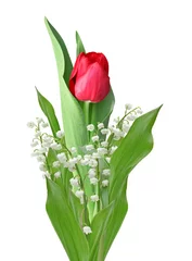 Photo sur Aluminium Muguet bouquet de muguet avec tulipe