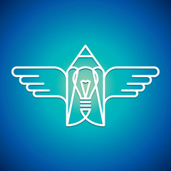 idea bulb vector with bird and pencil