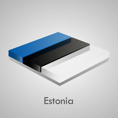 European flags set (glossy bricks) - Estonia