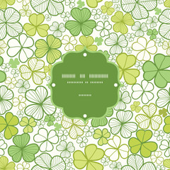 Vector clover line art frame seamless pattern background with