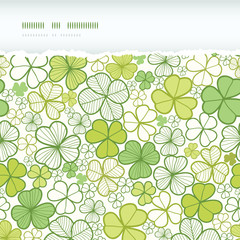 Vector clover line art horizontal torn seamless pattern
