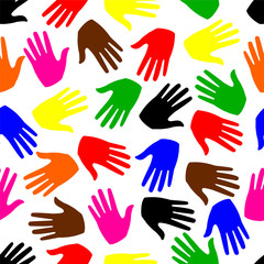 seamless background. colored hands