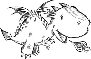 Cute Dragon Sketch Vector Art