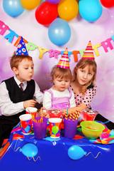 happy children on birthday party