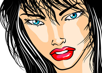 Face of woman in close-up - Comic