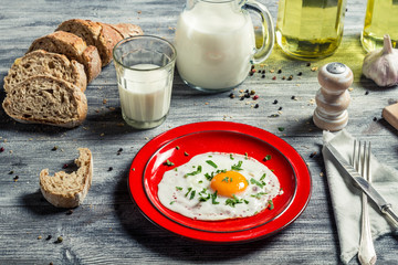 Closeup of dreakfast made ​​with fresh ingredients