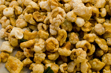 Deep fried pork skin snacks