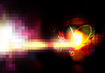 glowing heart pixelate style