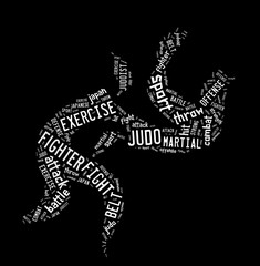 Judo pictogram on black background