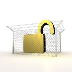 Isolated metallic locked unsafe 3d icon symbol