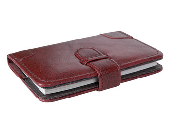 leather notebook on a white background