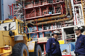 factory construction and site workers