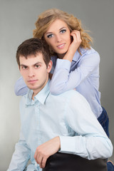 young beautiful couple in studio